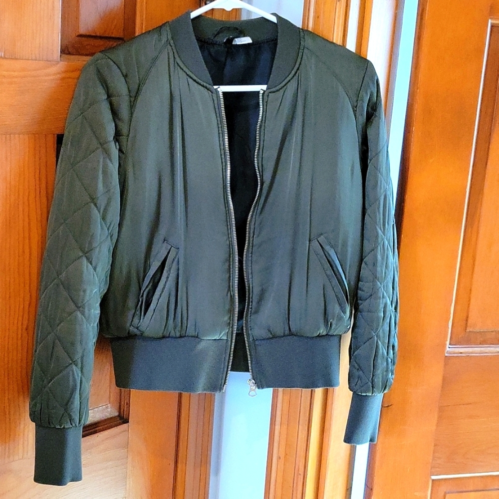 Green bomber coat